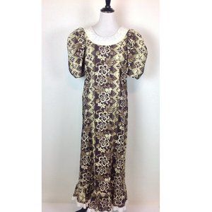 Vtg Winnie Fashion Hawaiian Maxi Dress Womens M